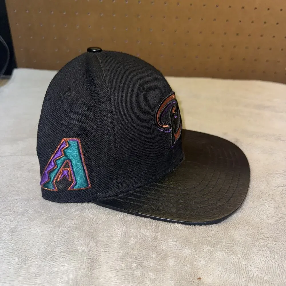 Arizona Diamond Back Pro Standard Cooperstown black leather brim hat cap